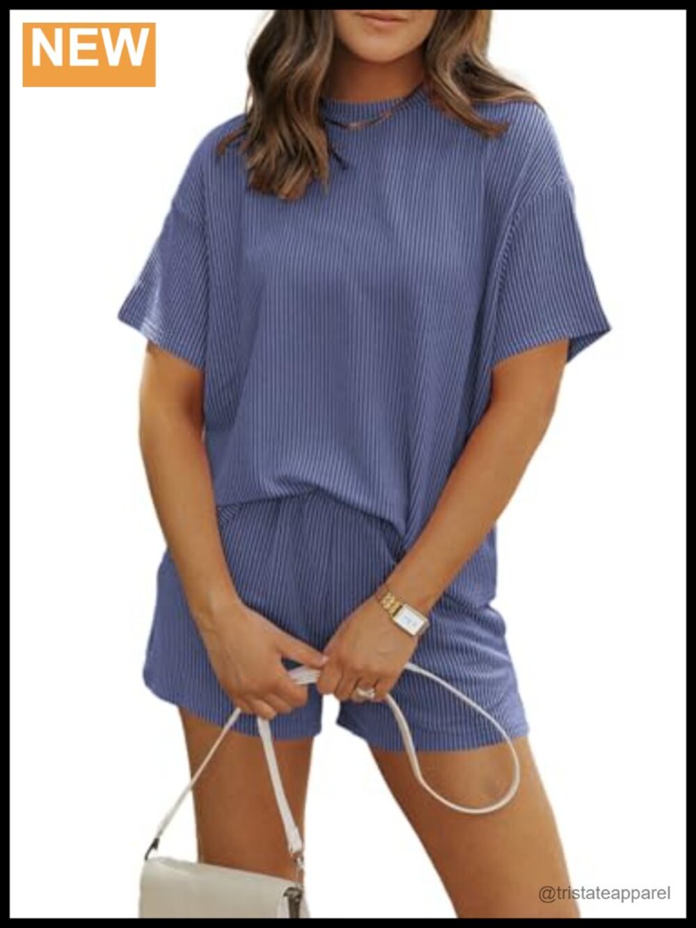 Women 2 Piece Short Set Ribbed Knit Loose Fit Summer Vacation Outfit